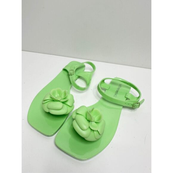 Jeffrey Campbell Jelly Sandals Womens Size 8 FLEURISSE Green Open Toe Floral - Picture 9 of 13